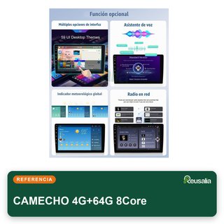 CAMECHO 4G+64G 8Core Radio coche Android 15 9''