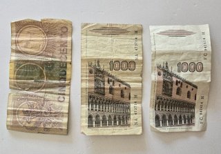 Lotto 3 banconote Lire Italiane: 500 e 2x 1000