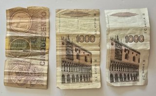 Lotto 3 banconote Lire Italiane: 500 e 2x 1000