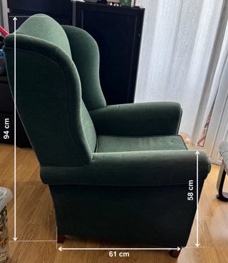 Butaca orejera verde tela VENTA URGENTE