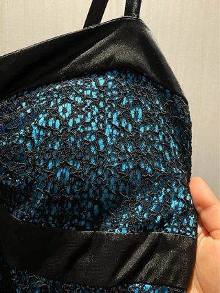 Vestido Y2K Negro y Turquesa Talla L