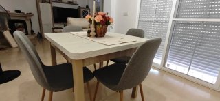 Mesa de comedor extensible de madera