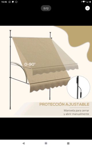 Toldo retráctil 200cm con fijación de patas