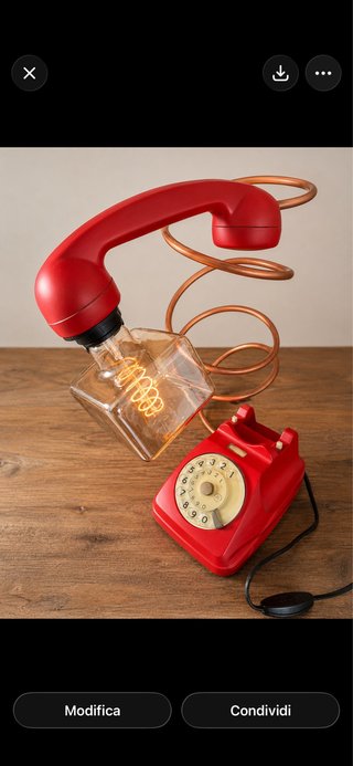 Lampada Telefono Vintage Rossa