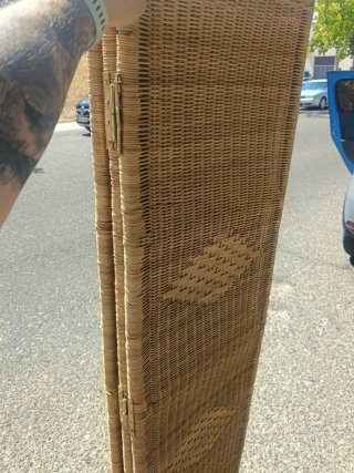Biombo de mimbre de 3 paneles
