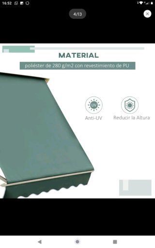 Toldo retráctil para ventana 180x70cm