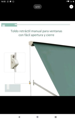 Toldo retráctil para ventana 180x70cm