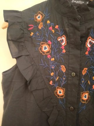 Camisa negra bordada Cia. Milano Talla M