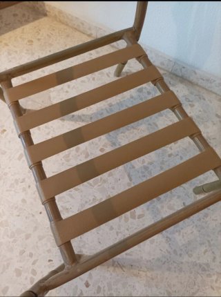 Sillón aluminio efecto bambú beige y marrón
