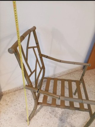Sillón aluminio efecto bambú beige y marrón
