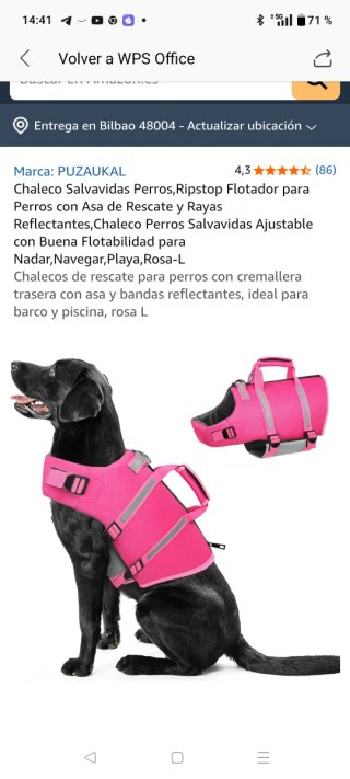 Chaleco Salvavidas Perro PUZAUKAL Rosa L