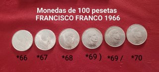 Moneda plata 100 Pesetas Franco 1966 *67
