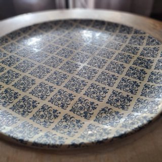Mesa auxiliar redonda cerámica y madera