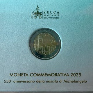 2 euros Vaticano 2025 conmemorativo Michelangelo