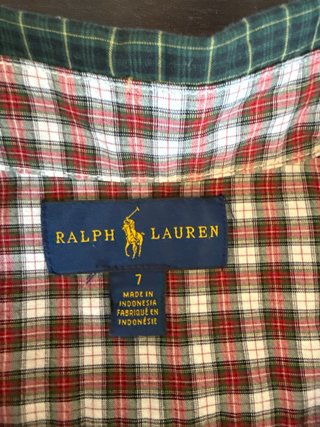 Camisa Ralph Lauren cuadros niño,7 años.