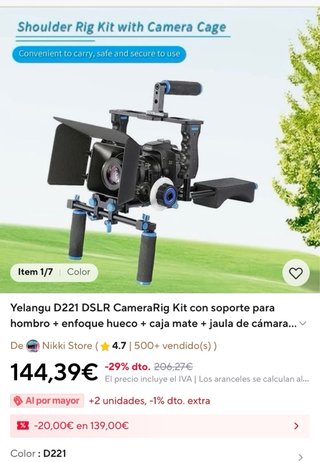 Kit Cámara Hombro Rig Accesorios Azul