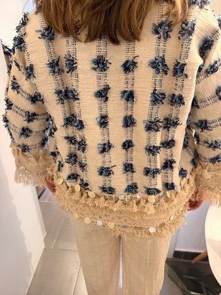Chaqueta Beige y Azul Talla M