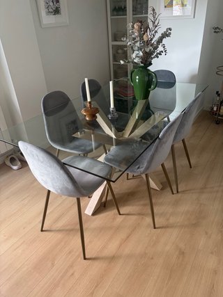 Mesa Comedor Kave Home Cristal y Madera