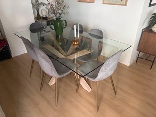 Mesa Comedor Kave Home Cristal y Madera