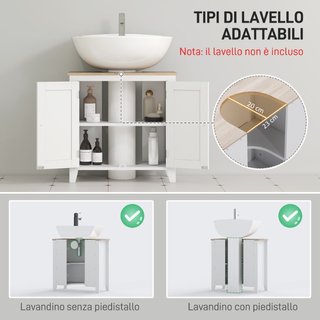 Mobile Sottolavabo Bagno a U con Ripiano Regolabil