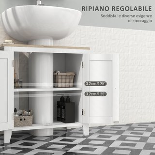 Mobile Sottolavabo Bagno a U con Ripiano Regolabil