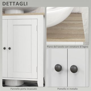 Mobile Sottolavabo Bagno a U con Ripiano Regolabil