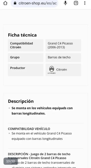 Barras portaequipajes Citroën C4 Grand Picasso