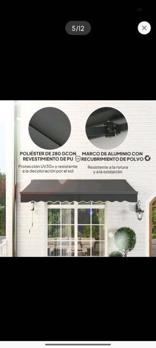 Toldo retráctil eléctrico 300cm