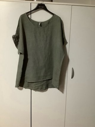 Blusa Lino Verde Oliva Tg L