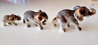 Vintage elefantes de porcelana Bone, años 70