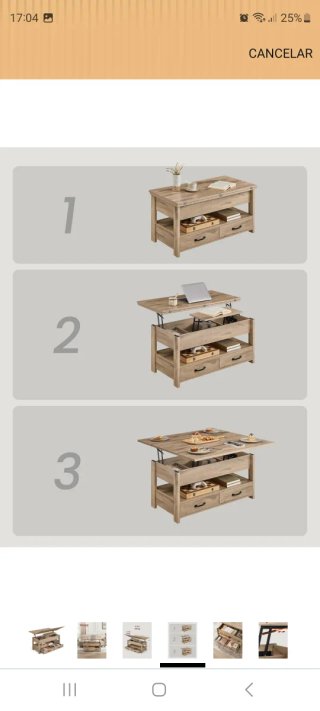 Mesa centro elevable y extensible madera