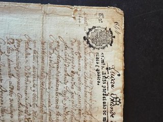 Documento manuscrito  1744.  Sello 2n.