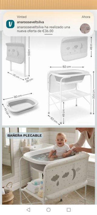 Bañera Plegable para Bebé con Cambiador