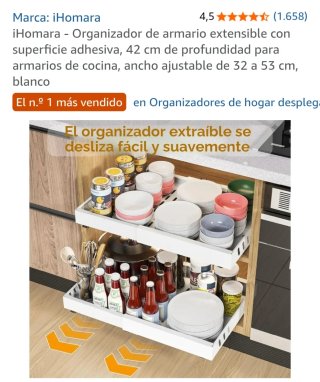 Organizador extensible armario cocina blanco