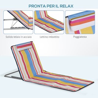 Set 2 Sdraio da Spiaggia Pieghevoli con Schienale