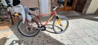 Bicicleta Montaña Roja con Silla Infantil