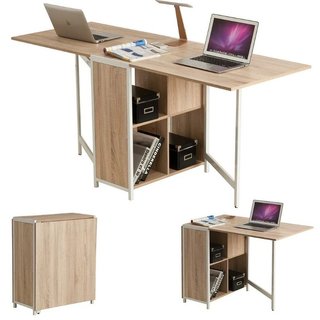 Mesa de escritorio con estantería plegable extensi