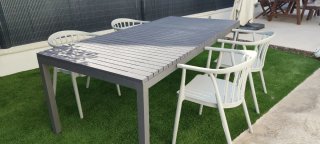 Mesa y 4 Sillas Exterior Gris