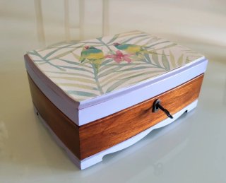 Joyero madera pájaros y flores