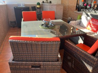 CONJUNTO EXTERIOR MESA Y SILLAS RATAN SINTETICO