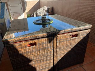 CONJUNTO EXTERIOR MESA Y SILLAS RATAN SINTETICO