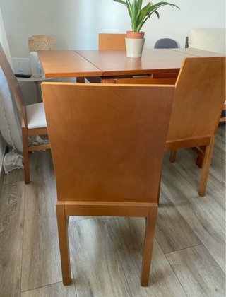 Mesa comedor extensible con 6 sillas madera