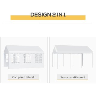 Tendone Feste 6x4 m con Pareti e Finestre Bianco