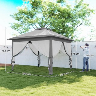 Gazebo Pieghevole Regolabile con Zanzariere Grigio