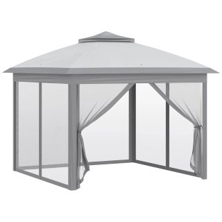 Gazebo Pieghevole Regolabile con Zanzariere Grigio