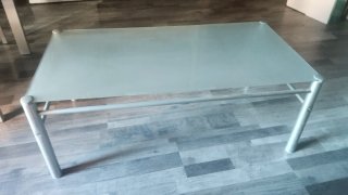 Mesa de centro cristal y metal