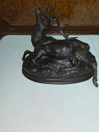 Figura bronce Ciervo Herido Vidal Avaugle Firmado