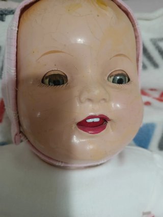 Muñeco antiguo cartón piedra 62cm