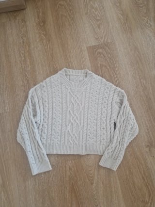 Jersey de punto trenzado blanco