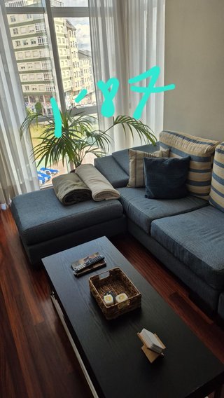 Sofá salón modular tela y madera